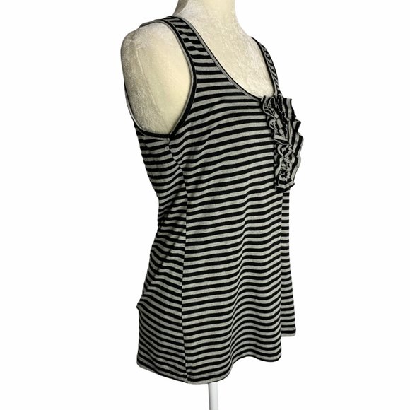 6 Degrees Striped Tank Top with Ruffle Zipper 54PE - Picture 4 of 6
